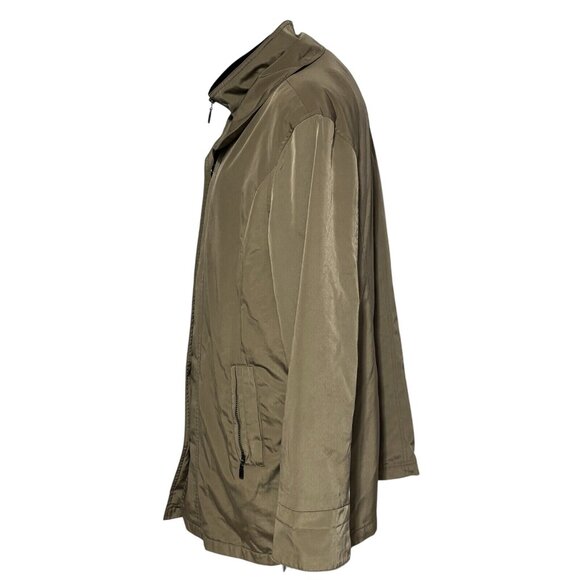 Fleet Street Ltd. Mens XL Olive Green, Beige Poly Coated Jacket - Picture 2 of 5